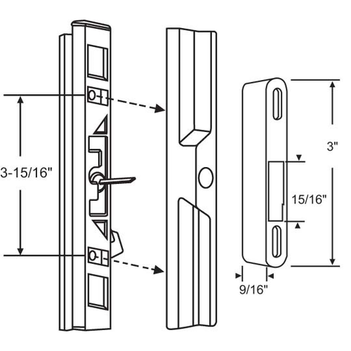 Patio Door Handle Assy. inside Silver Outside Black