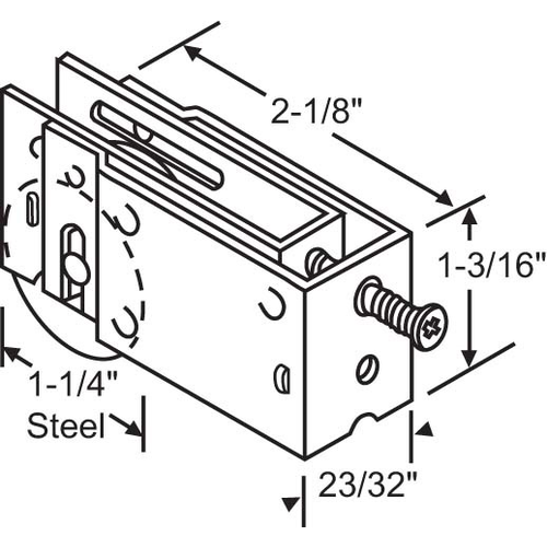 Patio Door Roller Assembly 1-1/4 Steel Wheel