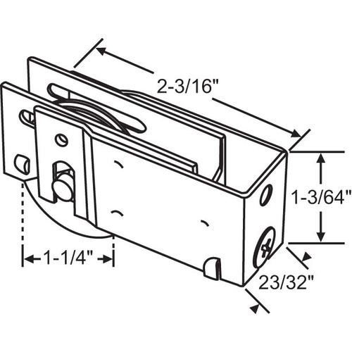 Patio Door Roller Assembly 1-1/4 Nylon Wheel pdr101 N