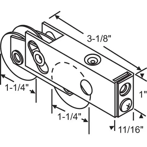 Patio Door Roller Tandem 1-1/4 Nylon Wheels