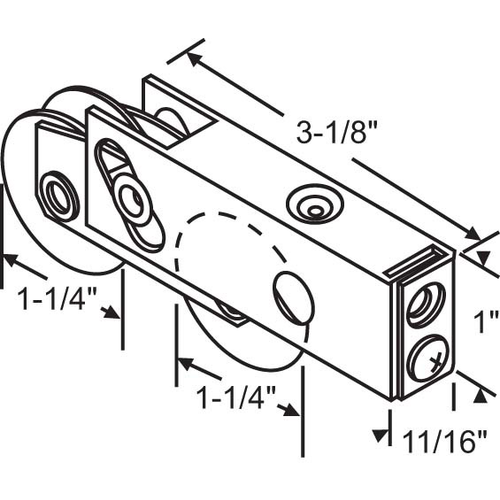 Patio Door Roller Tandem 1-1/4 Stainless Steel Wheels