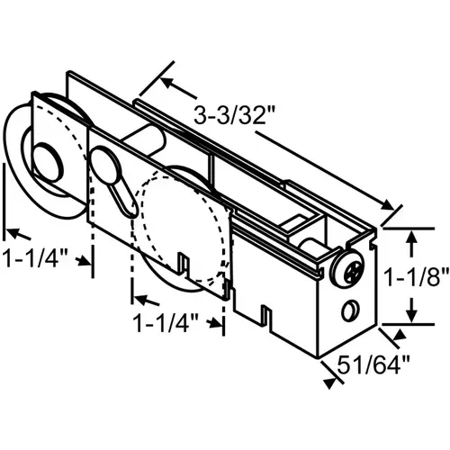 Tandem Pd Roller Assy 1 1/4 stainless Steel Wheels