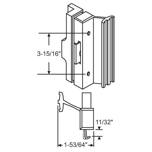 Patio Door Handle silver With Black Outside Pull