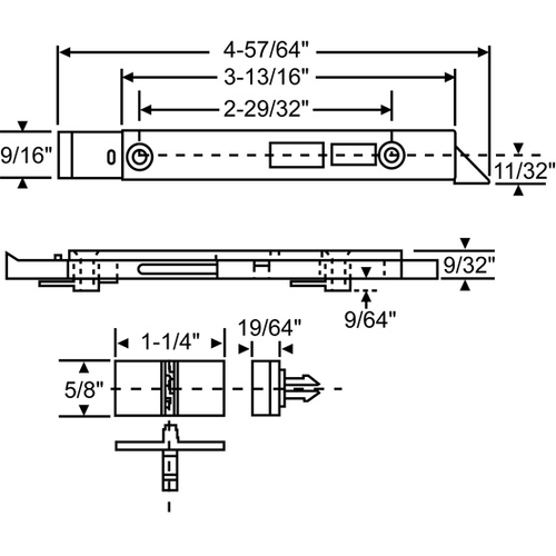 White Tilt Latch Set left And Right Hand includes Thumb Button