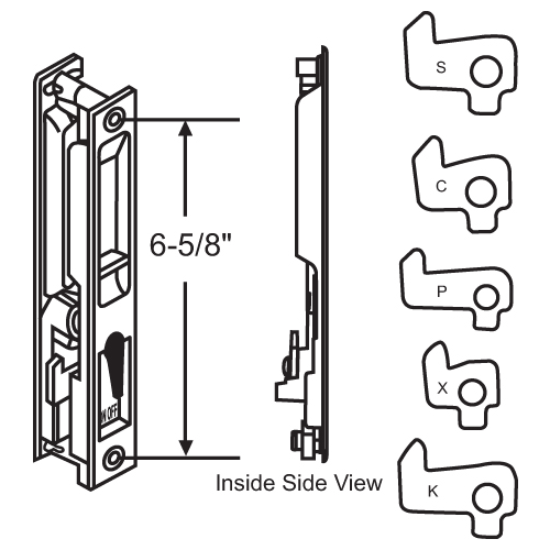 Patio Door Handle With 5 Cams and Keeper pdh195 Wh & Pdh137wh Set White