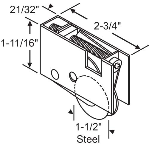 Brixwell 900-22072-os Patio Door Roller Assembly original Pella Roller ...