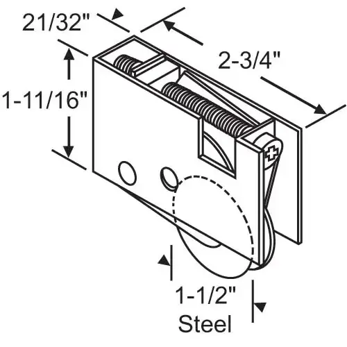 Patio Door Roller Assembly original Pella Roller vintage 1971 - 1996 replaces 1959 - 1970