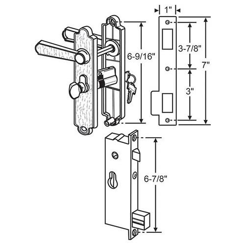 Patio Door Handle black Single Cylinder Lock pdS-062-Bk