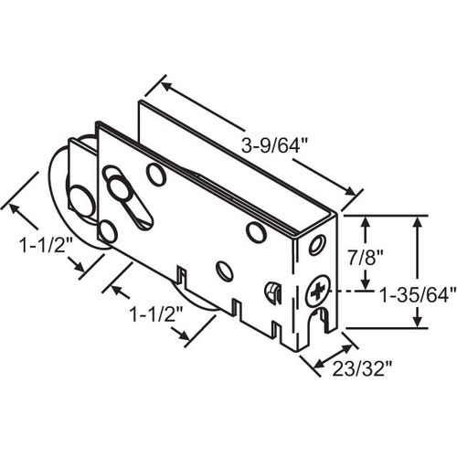 Patio Door Roller Tandem 1-1/2 Steel Wheels pdr178