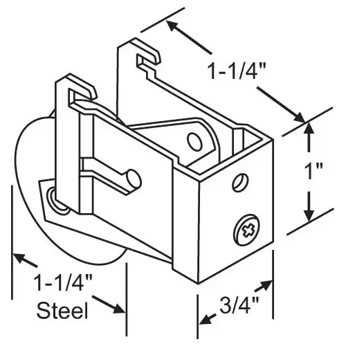 Patio Door Roller Assembly 1-1/4 Steel Wheel