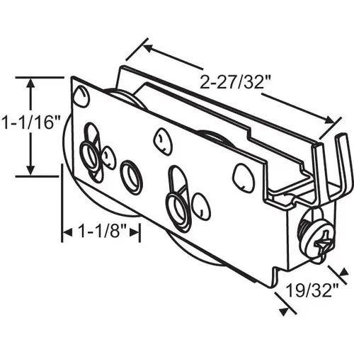 Patio Door Roller Tandem 1-1/8 Steel Wheels pdr123