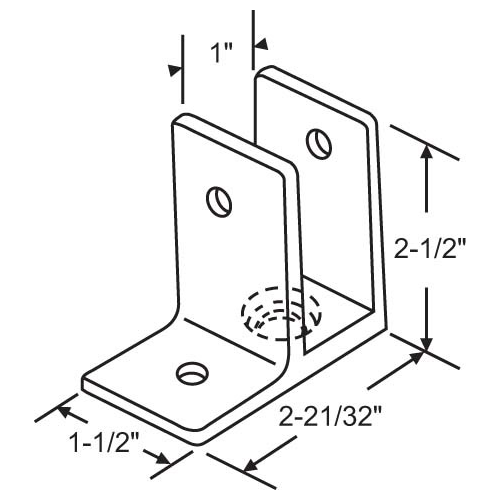 One Ear Wall Bracket chrome Plated For 1in Panel 1 X 2-1/2 X 2-21/32in