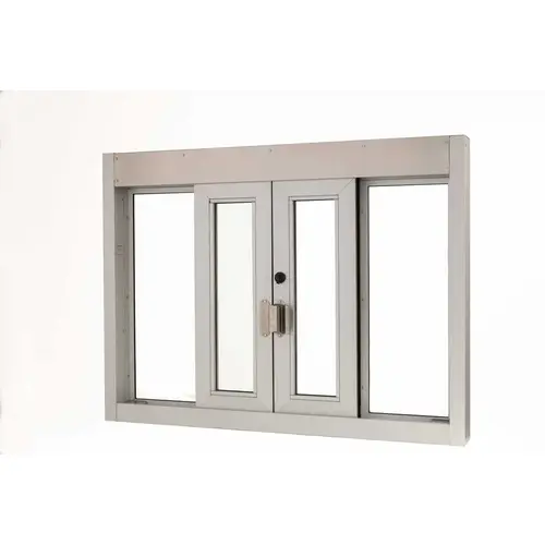 Self Closing Bi-Parting Transaction Window 48" W x 36" H Clear Anodized