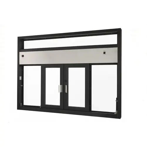 Quikserv BP-9657-BX Bi-Parting Transaction Window Dual Opening 72" W x 52" H Dark Bronze