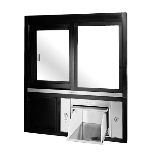 Manual Slider Transaction Window & Drawer Combination 48" W x 55" H Left Hand Slide Dark Bronze Anodized