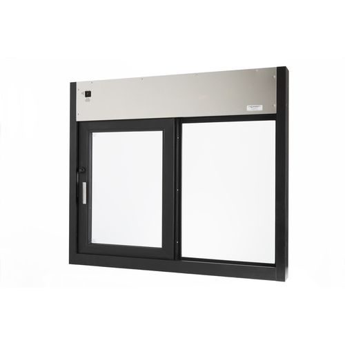 Quikserv IF-9621-BL Fully Automatic Single Sliding Transaction Windows with Insulated Glass 48" W x 41" H Left Hand Slide Dark Bronze Anodized