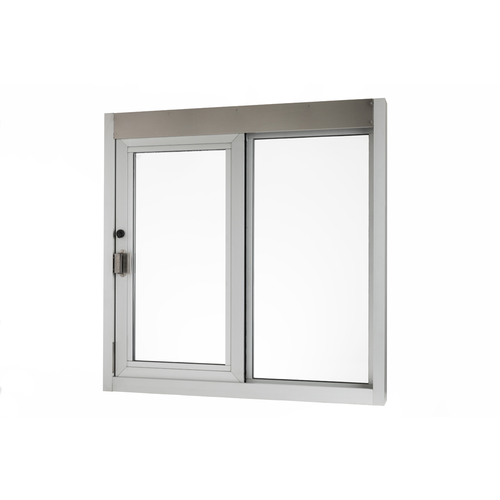 Quikserv IFSC-9182-CL Self-Closing Side Sliding Transaction Window With Insulated Glass 48" W x 48" H Left Hand Slide Clear Anodized