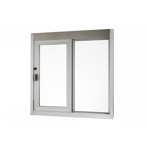 Self-Closing Side Sliding Transaction Window With Standard Frame 48" W x 48" H Left Hand Slide Clear Anodized