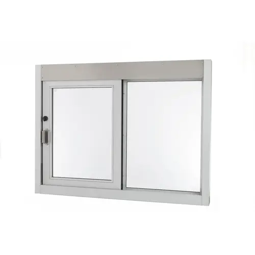 Self-Closing Side Sliding Transaction Window With Standard Frame 36" W x 36" H Left Hand Slide Clear Anodized