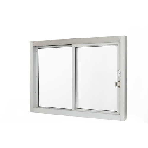 Self-Closing Side Sliding Transaction Window With Low Profile 48" W x 36" H Right Hand Slide Clear Anodized