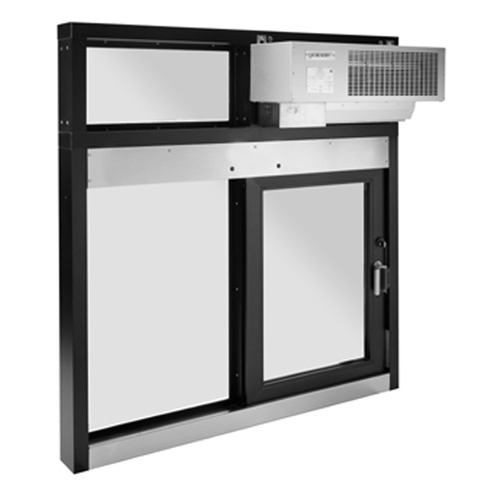 Side Sliding Transaction Window with Optional air-curtain 47-1/2" W x 59-1/2" H Right Hand Slide Dark Bronze Anodized