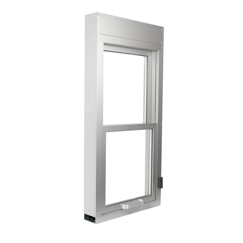 Quikserv SUI-9913-CX SUI Series Vertical Lift Transaction Window Manual 24" W x 48" H Clear Anodized