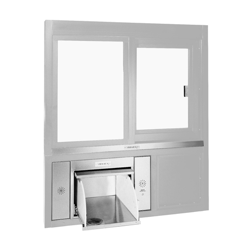 Manual Slider Transaction Window & Drawer Combination 48" W x 51" H Right Hand Slide Clear Anodized