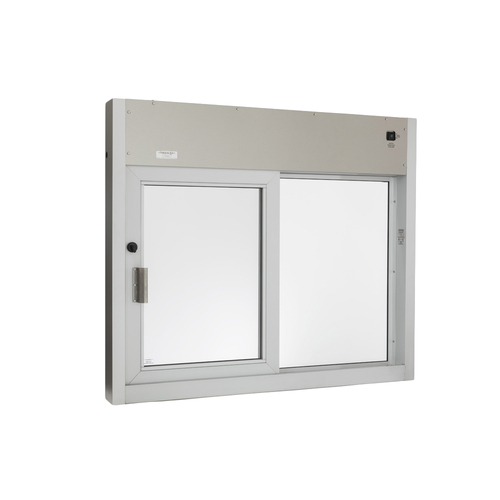Quikserv IF-9623-CL Fully Automatic Single Sliding Transaction Windows with Insulated Glass 48" W x 41" H Left Hand Slide Clear Anodized