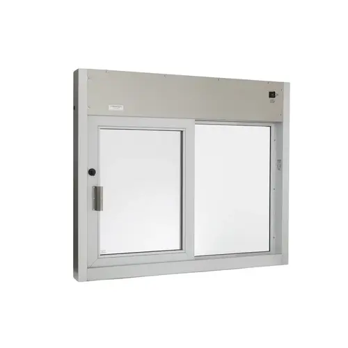 Fully Automatic Single Sliding Transaction Windows With Insulated Glass 48" W x 41" H Size Left Hand Slide Clear Anodized Finish