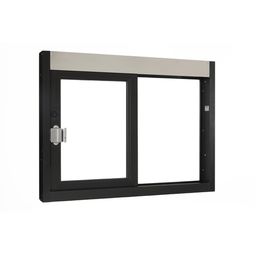 Quikserv SC-9044-BL Self-Closing Side Sliding Transaction Window With Standard Frame 36" W x 36" H Left Hand Slide Dark Bronze Anodized