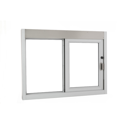 Quikserv SC-9047-CR Self-Closing Side Sliding Transaction Window With Standard Frame 36" W x 36" H Right Hand Slide Clear Anodized