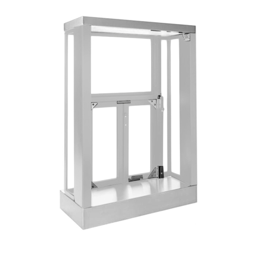 Quikserv PW-9525-CX Panoramic Three-Sided View Manual Bi-Fold Transaction Window PW3-16 Clear Anodized