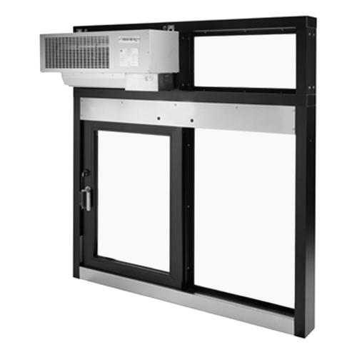 Side Sliding Transaction Window with Optional Air Curtain 47-1/2" W x 59-1/2" H Left Hand Slide Dark Bronze Anodized