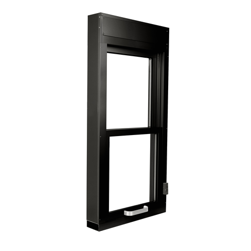 SUI Series Vertical Lift Transaction Window Manual 24" W x 48" H Dark Bronze Anodized