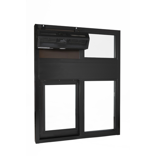 Quikserv IFT-9649-BL Automatic Drive-Thru Slider Window With Insulated Glass Non-Heated 47-1/2" W x 59-1/2" H Left Hand Slide Dark Bronze Anodized