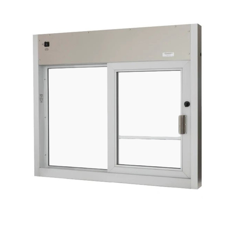 Quikserv SS-4035E-432-9018-CR 48-3/8" W x 41-3/8" H 20-1/4" W x 21" H 48" W x 41" H California Drive-Thru Window With Air Curtain Automatic Clear Anodized Aluminum