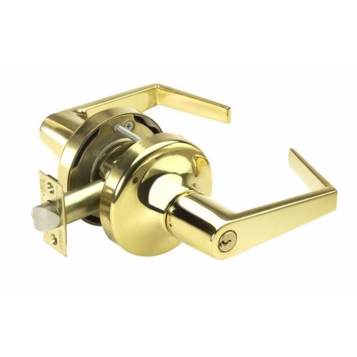 Office Entry Augusta Lever Grade 2 Cylindrical Lock with Para Keyway Bright Brass Finish