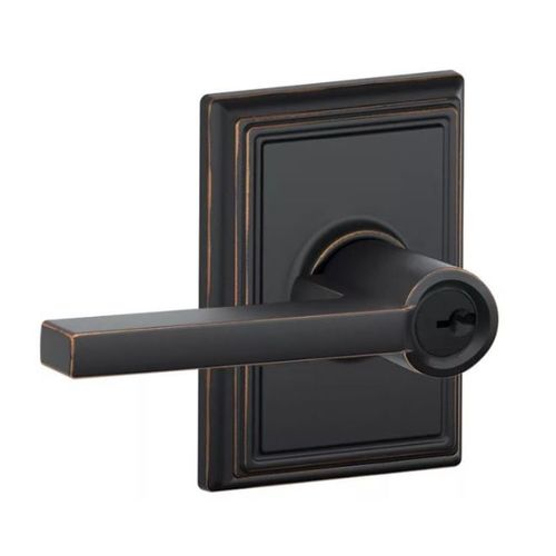 Latitude Lever with Addison Rose Keyed Entry Lock C Keyway with 16211 Latch and 10063 Strike Aged Bronze Finish