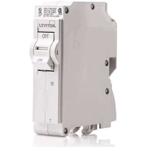 Leviton R00-LB115-0TR 15 Amp 1-Pole Plug-On Standard Branch Circuit Breaker 120/240 VAC
