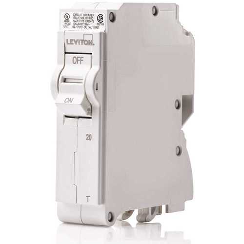 Leviton R00-LB120-0TR 20 Amp 1-Pole Plug-On Standard Branch Circuit Breaker 120/240 VAC