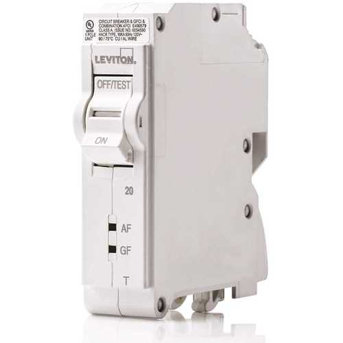 Leviton R02-LB120-DFR 20 Amp 1-Pole Plug-On AFCI/GFCI Branch Circuit Breaker 120 VAC