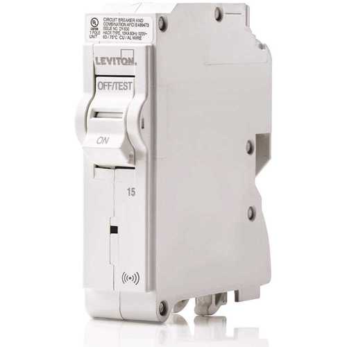 Leviton R05-LB115-0SR Smart Branch Circuit Breaker, Standard 1-Pole 15 Amp 120-Volt, 10kA Interrupt Rating
