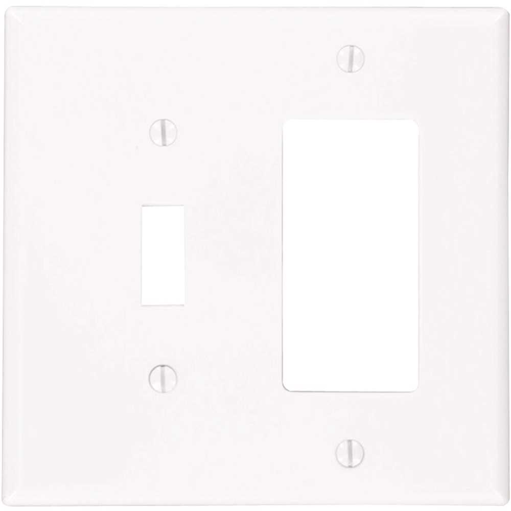 Leviton R52-PJ126-00W White 2-Gang 1-Toggle/1-Decorator/Rocker Wall Plate