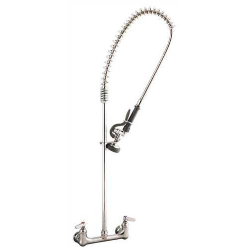 T & S BRASS & BRONZE WORKS B-0133 2-Handle Pull-Down Sprayer Kitchen Faucet in Polished Chrome
