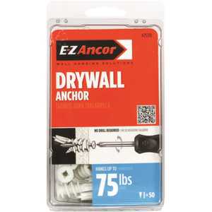 E-Z Ancor 25310 Twist-N-Lock 75 lbs. Medium Duty Drywall Anchors - pack of 50