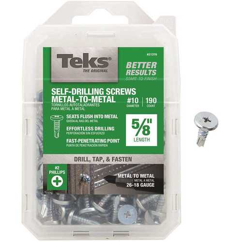 Tek 21376 #10 x 5/8 in. Phillips Pancake Head Self Drilling Screws - pack of 190