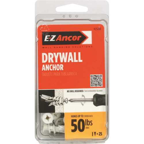 E-Z Ancor 25200 Twist-N-Lock 50 Lbs. Drywall Anchors With Screws - Pack ...