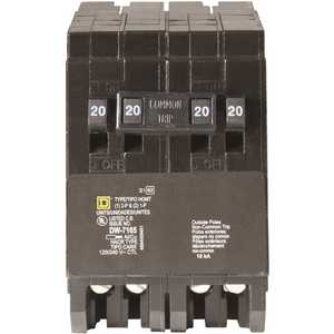 Square D HOMT2020220CP Homeline 2-20 Amp Single-Pole 1-20 Amp 2-Pole Quad Tandem Circuit Breaker