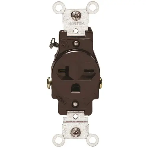 Leviton 5821 20 Amp Commercial Grade Double-Pole Single Outlet, Brown
