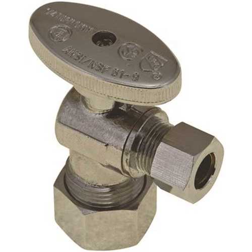 Quarter Turn Angle Stop, 5/8 in. Compression x 1/4 in. Compression, Lead Free